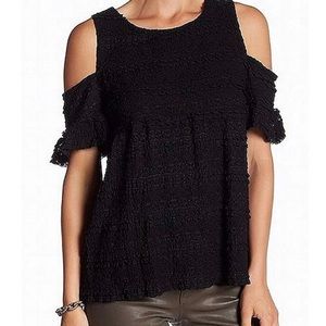 Max Studio lace cold-shoulder top